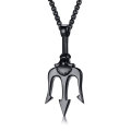 Stainless Steel Mens Punk Trident Neptune Pendant Necklace Statement Necklace Gifts For Him Hip Hop Jewelry